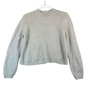 Banana Republic‎ Minimalist Wool Blend Ribbed Sweater Gray Medium Capsule Luxury